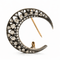 Broche Broche croissant de lune Napoléon III en or 18 ct, argent et diamants 58 Facettes Crois