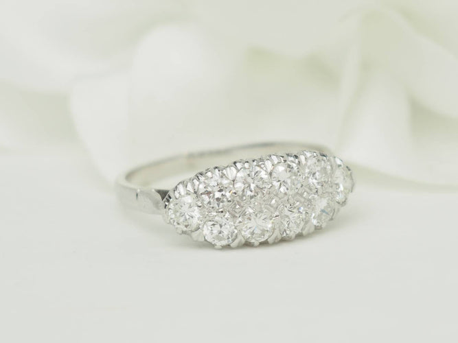 Bague 58.5 Bague alliance vintage en or blanc 18 carats et diamants 1 ct 58 Facettes 33678