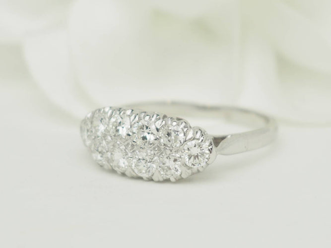 Bague 58.5 Bague alliance vintage en or blanc 18 carats et diamants 1 ct 58 Facettes 33678