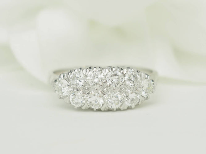 Bague 58.5 Bague alliance vintage en or blanc 18 carats et diamants 1 ct 58 Facettes 33678