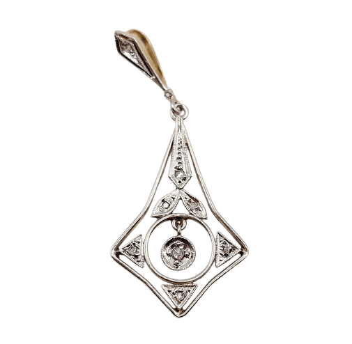 Pendentif Pendentif Art déco en or 18k et diamants taille rose (circa 1920) 58 Facettes A06957