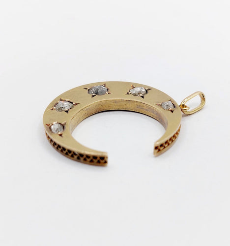 Pendentif Pendentif croissant de lune antique en or 18k et diamants taille rose 58 Facettes A06855