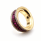 Bague 52 Bague bandeau en or jaune 18k avec rubis et diamants 58 Facettes 50384