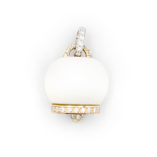 Pendentif Pendentif cloche Chantecler en céramique blanche, or et diamants 58 Facettes 22747
