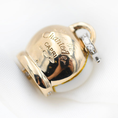 Pendentif Pendentif cloche Chantecler en céramique blanche, or et diamants 58 Facettes 22747