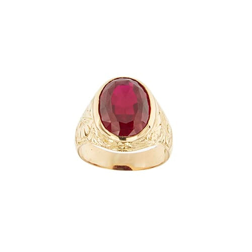 Bague Bague chevalière homme en or jaune 18 ct avec rubis 58 Facettes 39166