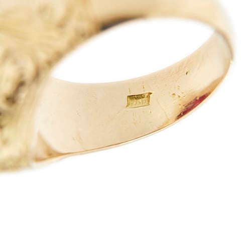 Bague Bague chevalière homme en or jaune 18 ct avec rubis 58 Facettes 39166