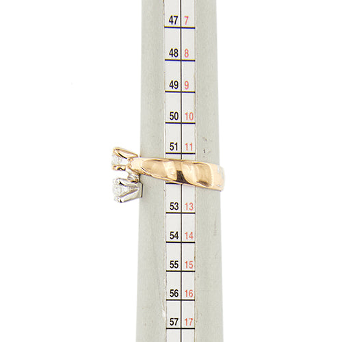 Bague 52 Bague contrarié en or blanc et or rose 18 ct avec diamants 58 Facettes 39208