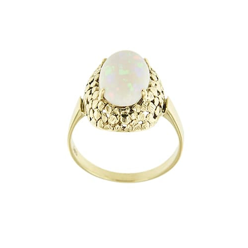 Bague Bague - Opale cabochon 2 ct en or jaune 14 kt 58 Facettes 40644
