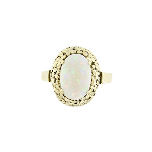 Bague Bague - Opale cabochon 2 ct en or jaune 14 kt 58 Facettes 40644