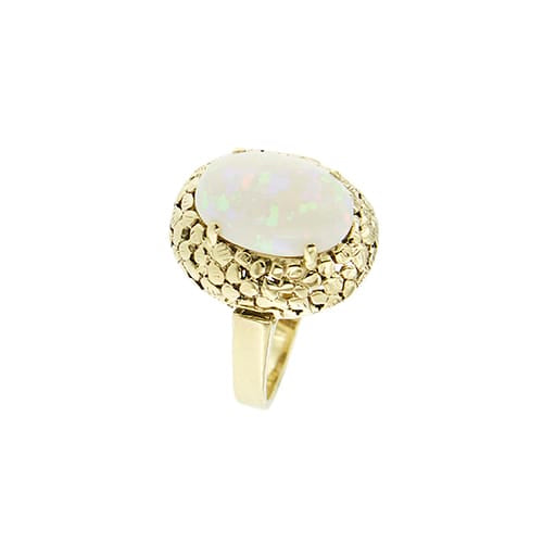 Bague Bague - Opale cabochon 2 ct en or jaune 14 kt 58 Facettes 40644