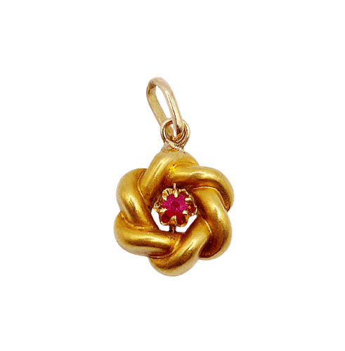 Pendentif Pendentif fleur antique en or 18k et rubis 58 Facettes A06858