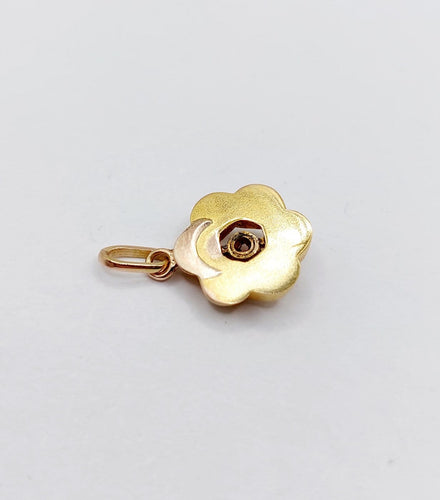 Pendentif Pendentif fleur antique en or 18k et rubis 58 Facettes A06858