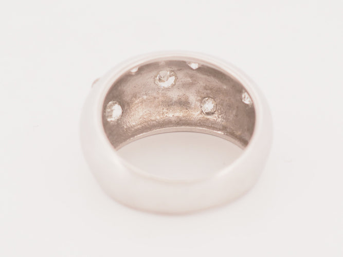 Bague 56 Bague jonc large en or blanc 18 carats et diamants taille ancienne 58 Facettes 33711