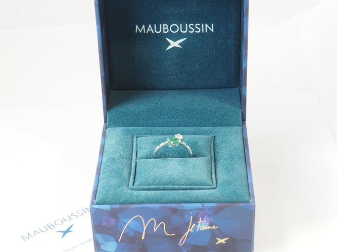 Bague 54 Mauboussin Duo d’Espérance - Bague croisée en or blanc avec émeraudes et diamants 58 Facettes 33715