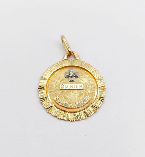 Pendentif Augis - Pendentif médaille d'amour 20 mm en or rose 18k et diamant 58 Facettes A06808