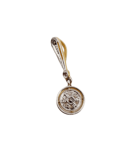 Pendentif Pendentif cible Art déco en or 18k et platine, diamants taille rose 58 Facettes A06782