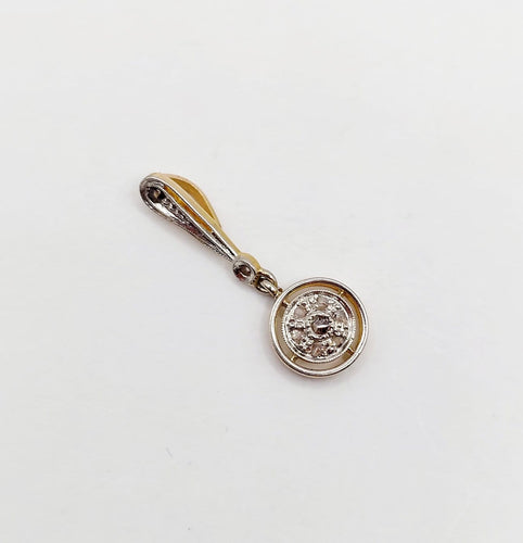 Pendentif Pendentif cible Art déco en or 18k et platine, diamants taille rose 58 Facettes A06782