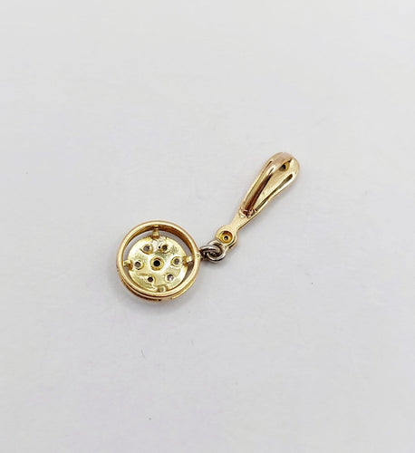 Pendentif Pendentif cible Art déco en or 18k et platine, diamants taille rose 58 Facettes A06782