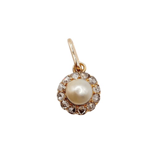 Pendentif Pendentif victorien en or rose 14k avec perle et diamants 58 Facettes A06881