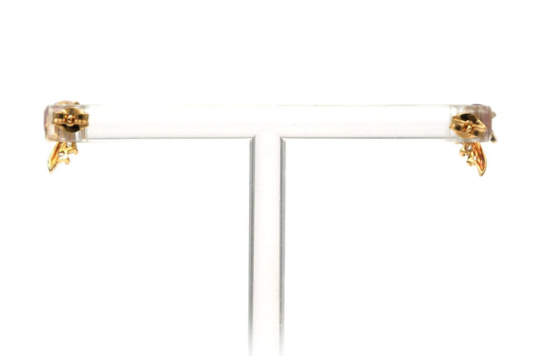 Boucles d'oreilles Boucles d'oreilles contemporaines en or jaune 18 carats avec rubis et diamants 58 Facettes B846