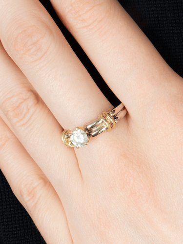 Bague 56 Solitaire - Bague en or jaune et or blanc diamants 58 Facettes BO/150024