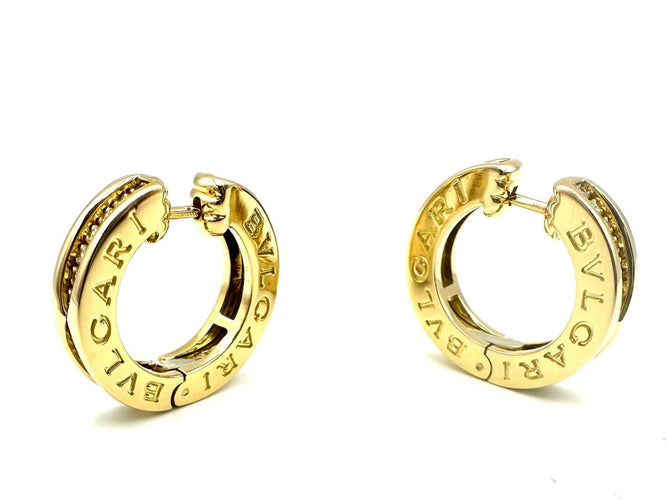 Boucles d'oreilles BVLGARI B.zero1 - Boucles d’oreilles créoles en or jaune 18K et diamants 58 Facettes BVLGARI BO