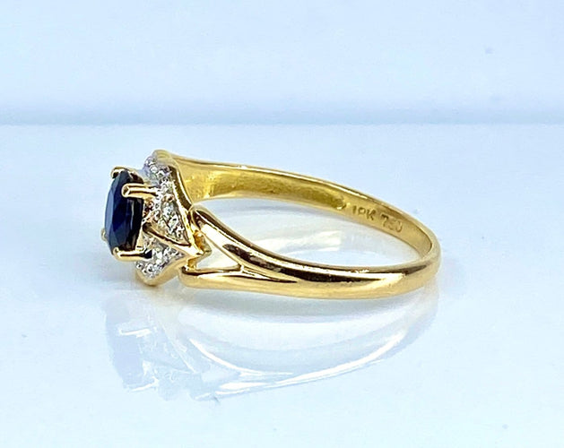 Bague 48 Bague en or 18 carats avec saphir et diamants 58 Facettes AB705