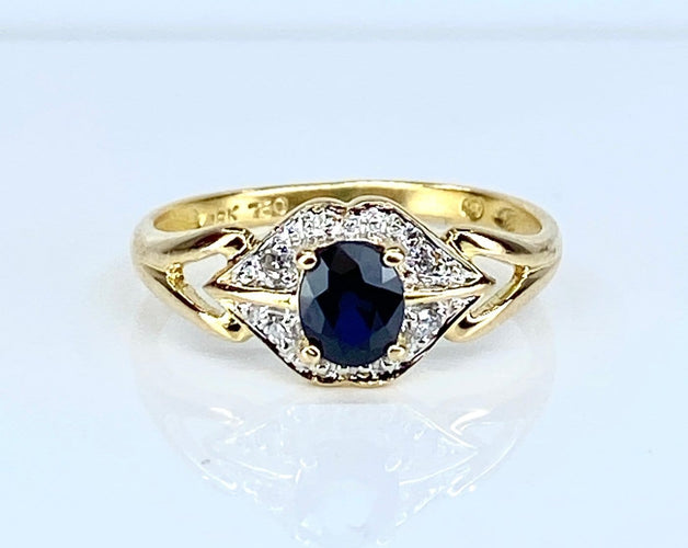 Bague 48 Bague en or 18 carats avec saphir et diamants 58 Facettes AB705