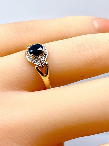 Bague 48 Bague en or 18 carats avec saphir et diamants 58 Facettes AB705