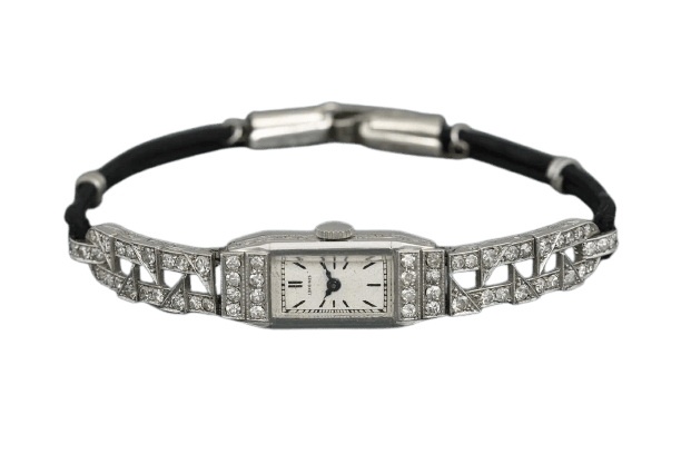Montre Longines Art Déco - Montre en platine et diamants 58 Facettes LON-500