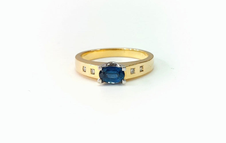 Bague 53.5 Bague saphir et diamants en or jaune 18K 58 Facettes BAG.SAPH.2129.3