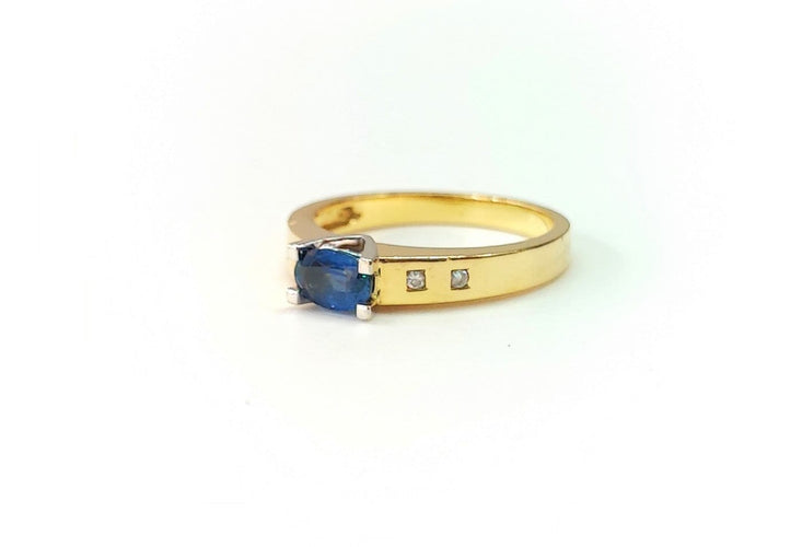 Bague 53.5 Bague saphir et diamants en or jaune 18K 58 Facettes BAG.SAPH.2129.3