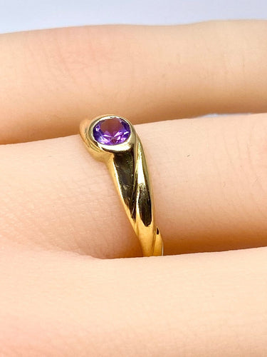 Bague 51 Bague jonc en or jaune 18 carats avec améthyste 58 Facettes AB708