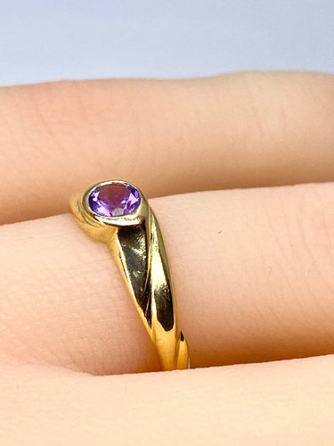 Bague 51 Bague jonc en or jaune 18 carats avec améthyste 58 Facettes AB708