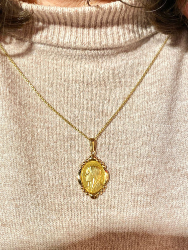 Pendentif Médaille Vierge Marie - Pendentif en or jaune 18 carats 58 Facettes AB709