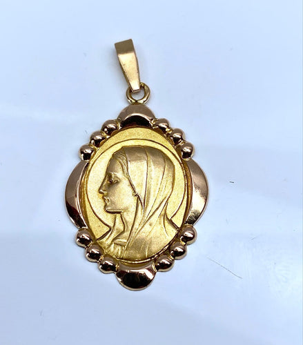 Pendentif Médaille Vierge Marie - Pendentif en or jaune 18 carats 58 Facettes AB709