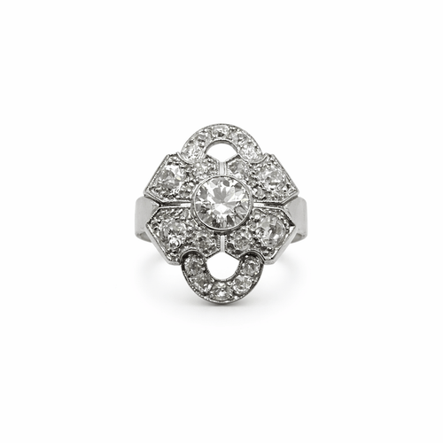 Bague 55 Bague Art déco - Diamants en platine 58 Facettes 50407