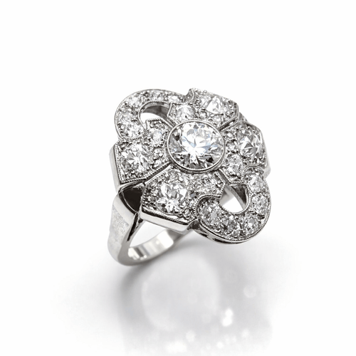 Bague 55 Bague Art déco - Diamants en platine 58 Facettes 50407