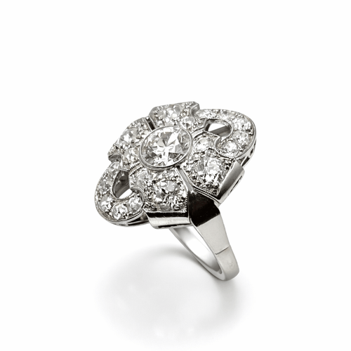 Bague 55 Bague Art déco - Diamants en platine 58 Facettes 50407