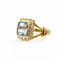 Bague 57 Bague halo en or jaune 18k avec aigue-marine et diamants 58 Facettes 50381