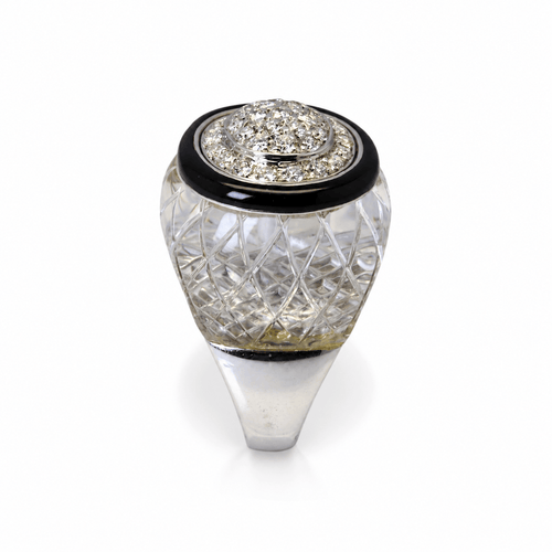 Bague 54 David Webb - Bague en or blanc et diamants 58 Facettes