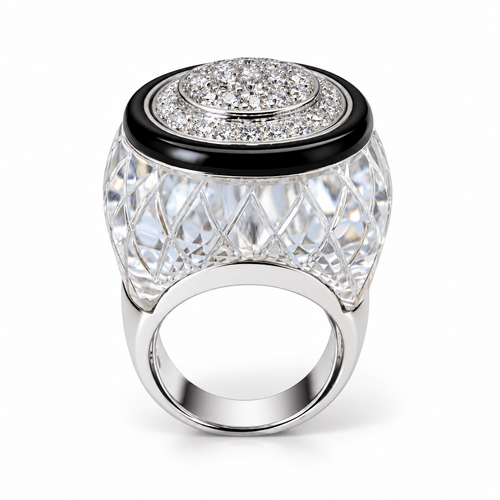 Bague 54 David Webb - Bague en or blanc et diamants 58 Facettes