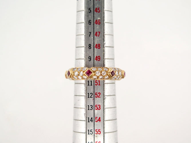 Bague 50 Mauboussin - Bague alliance en or jaune 18k, diamants et rubis, T50 58 Facettes 273982