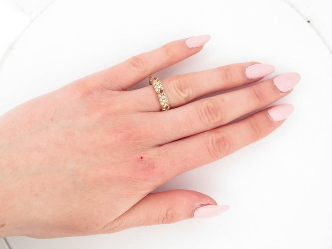 Bague 50 Mauboussin - Bague alliance en or jaune 18k, diamants et rubis, T50 58 Facettes 273982