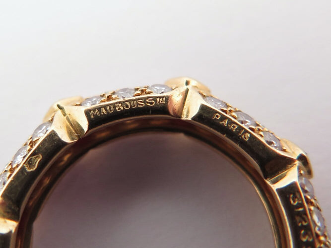 Bague 50 Mauboussin - Bague alliance en or jaune 18k, diamants et rubis, T50 58 Facettes 273982