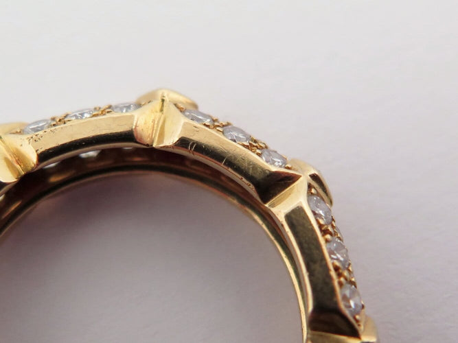 Bague 50 Mauboussin - Bague alliance en or jaune 18k, diamants et rubis, T50 58 Facettes 273982