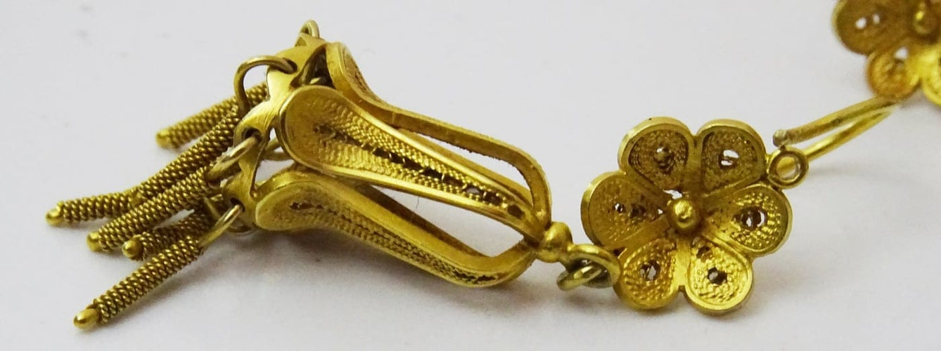Boucles d'oreilles Boucles d'oreilles orientales anciennes en or 19-20 carats, filigrane 58 Facettes earrings 38