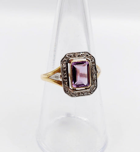 Bague 55.5 Bague Art déco en or 18k, améthyste et diamants taille rose 58 Facettes A06959