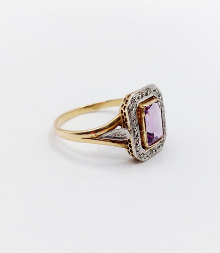 Bague 55.5 Bague Art déco en or 18k, améthyste et diamants taille rose 58 Facettes A06959